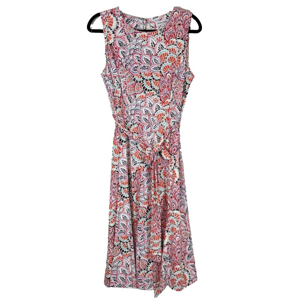 Shelby & Palmer Multicolor Paisley Belted Sheath Dress Sz 10 Sleeveless